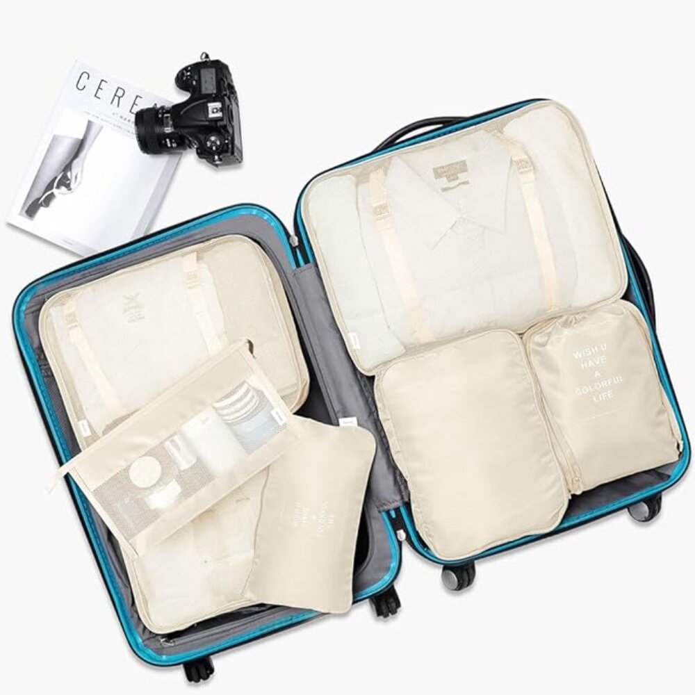 New! Packing Cubes, Travel Luggage Organizers Set with Toiletry Bag (7pcs) - Picture 3 of 7
